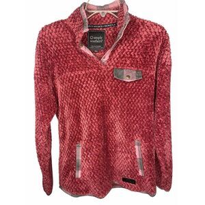Simply Southern Fleece Pullover Women's Size small‎ 1/4 Snap Jacket Burgundy
